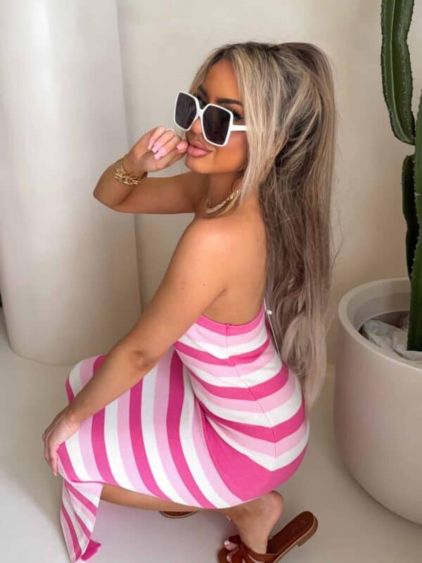 Sukienka SPAIN pasy - różowe