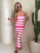 Sukienka SPAIN pasy - różowe