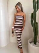 Sukienka SPAIN pasy - czekoladowe