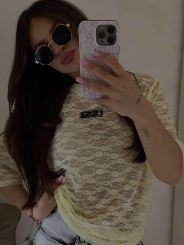 Bluzka MARMARIS koronka print little flowers – bananowa Bluzka MARMARIS koronka print little flowers – bananowa