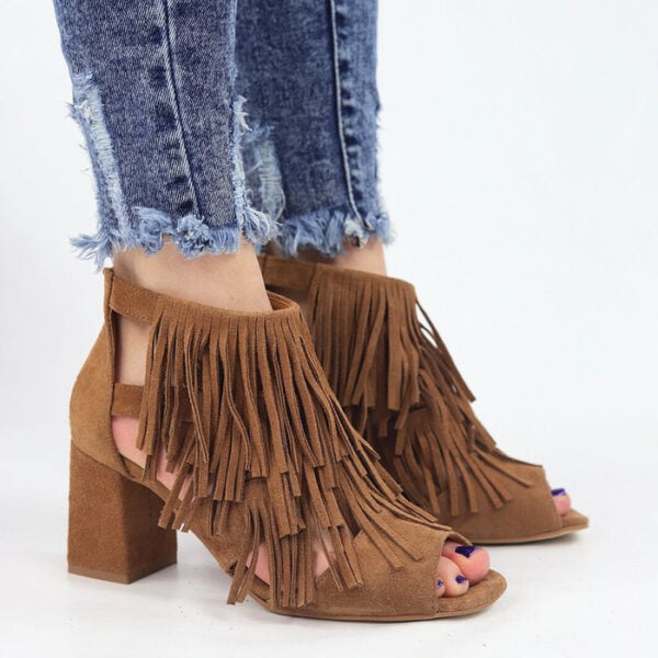 Sandały EXQUISITE-1499-koniak welur