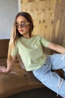 T-Shirt damski BG Sample | pistacja T-Shirt damski BG Sample | pistacja