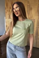 T-Shirt damski BG Sample | pistacja T-Shirt damski BG Sample | pistacja