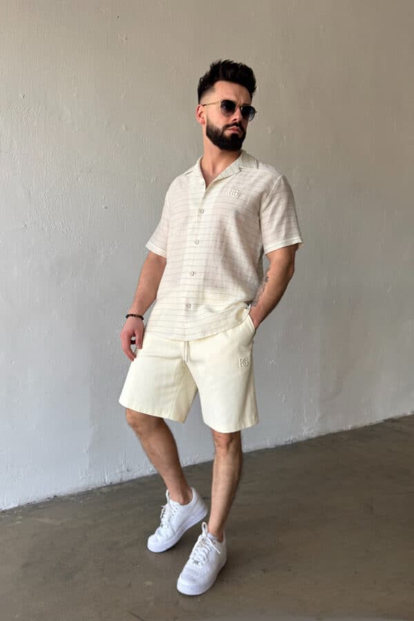 Szorty jeansowe męskie BG Continental | kremowy