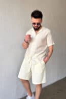 Szorty jeansowe męskie BG Continental | kremowy