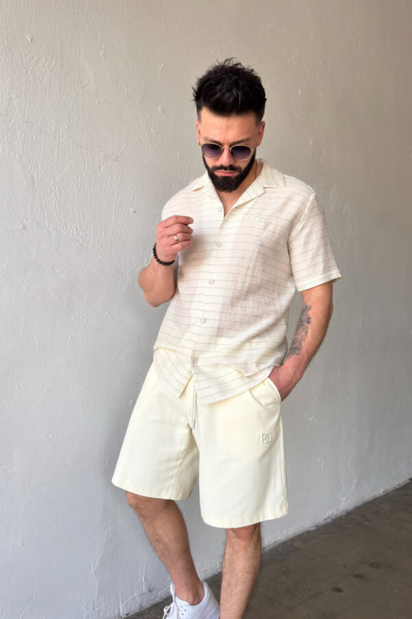 Szorty jeansowe męskie BG Continental | kremowy