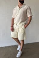 Szorty jeansowe męskie BG Continental | kremowy