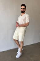 Szorty jeansowe męskie BG Continental | kremowy