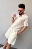 Szorty jeansowe męskie BG Continental | kremowy