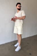 Szorty jeansowe męskie BG Continental | kremowy