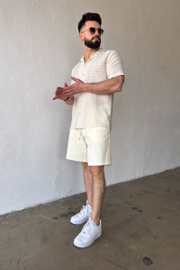 Szorty jeansowe męskie BG Continental | kremowy