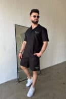 Komplet lniany męski BG Latino | czarny