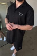 Komplet lniany męski BG Latino | czarny