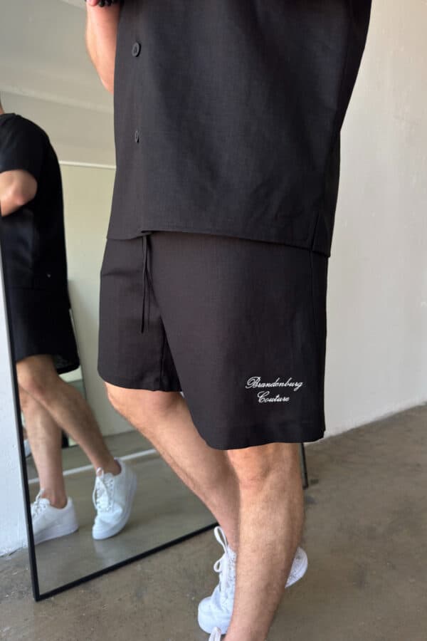 Komplet lniany męski BG Latino | czarny