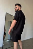 Komplet lniany męski BG Latino | czarny