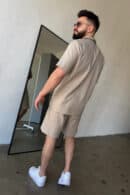 Komplet lniany męski BG Latino | beżowy