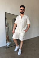 Komplet lniany męski BG Latino | ecru Komplet lniany męski BG Latino | ecru