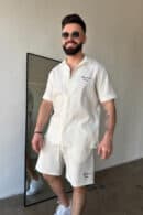 Komplet lniany męski BG Latino | ecru Komplet lniany męski BG Latino | ecru