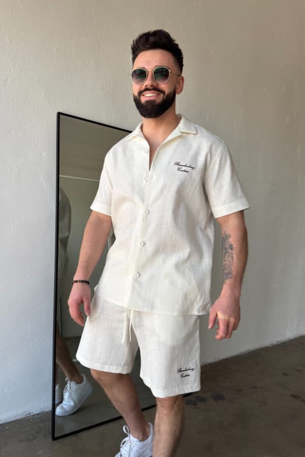 Komplet lniany męski BG Latino | ecru Komplet lniany męski BG Latino | ecru