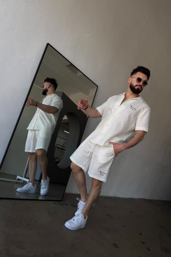 Komplet lniany męski BG Latino | ecru Komplet lniany męski BG Latino | ecru