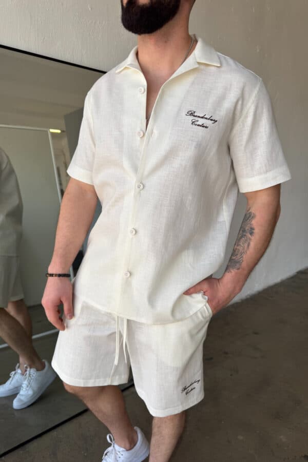 Komplet lniany męski BG Latino | ecru Komplet lniany męski BG Latino | ecru