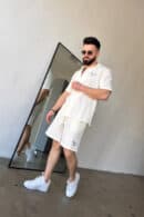 Komplet lniany męski BG Latino | ecru Komplet lniany męski BG Latino | ecru