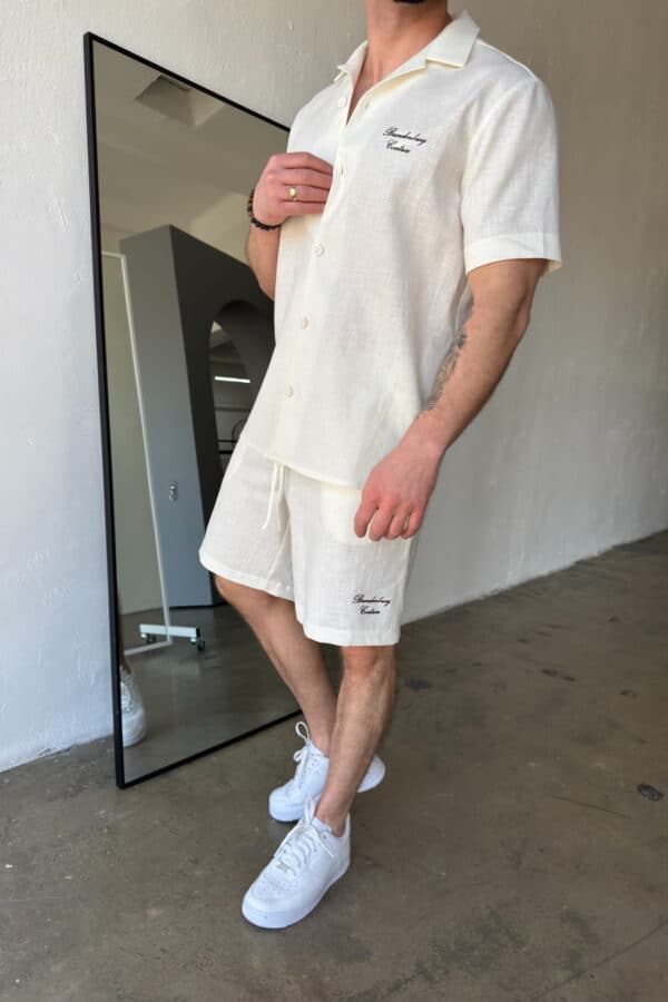 Komplet lniany męski BG Latino | ecru Komplet lniany męski BG Latino | ecru