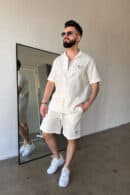 Komplet lniany męski BG Latino | ecru Komplet lniany męski BG Latino | ecru