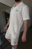 Komplet lniany męski BG Latino | ecru Komplet lniany męski BG Latino | ecru