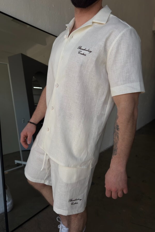 Komplet lniany męski BG Latino | ecru Komplet lniany męski BG Latino | ecru