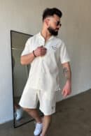 Komplet lniany męski BG Latino | ecru Komplet lniany męski BG Latino | ecru