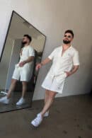 Komplet lniany męski BG Latino | ecru Komplet lniany męski BG Latino | ecru