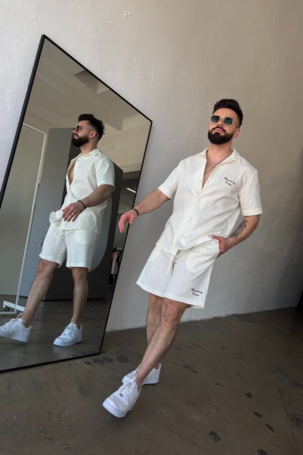 Komplet lniany męski BG Latino | ecru Komplet lniany męski BG Latino | ecru