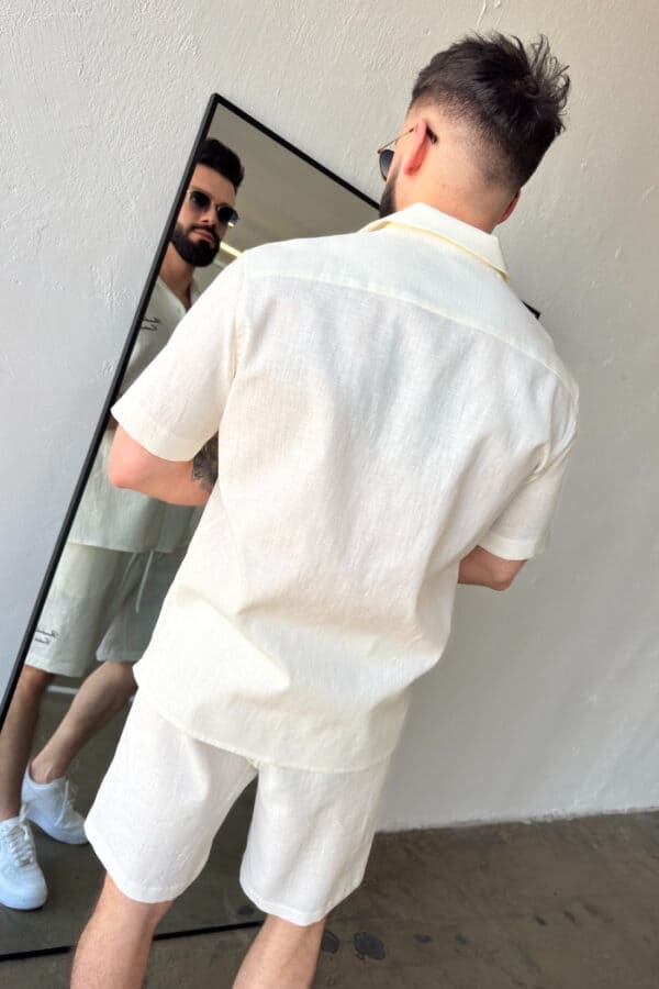 Komplet lniany męski BG Latino | ecru Komplet lniany męski BG Latino | ecru