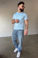 T-Shirt polo męski BG Polo | błękit