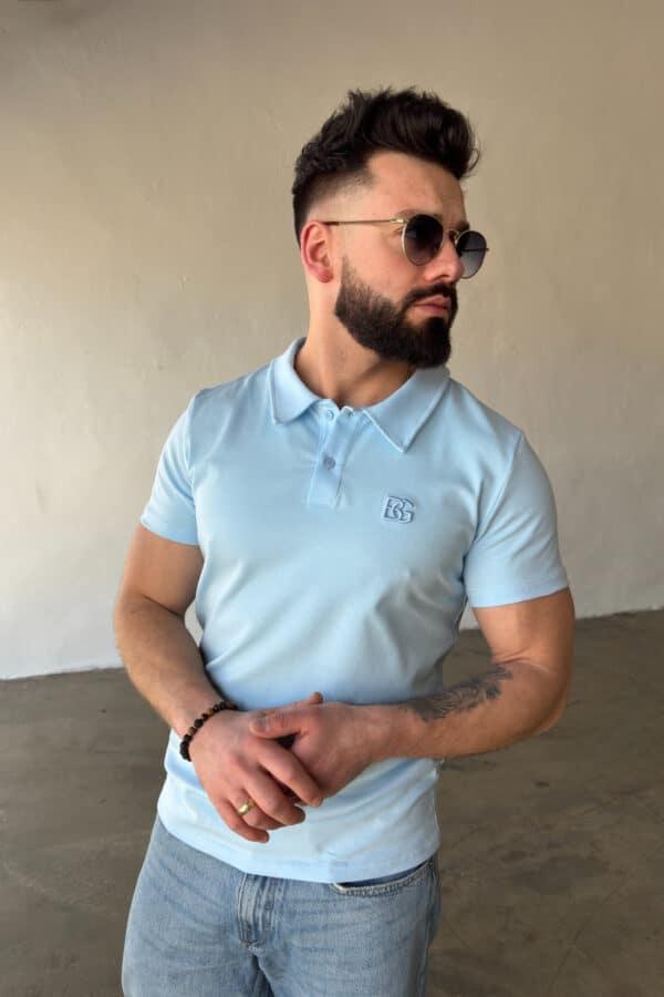 T-Shirt polo męski BG Polo | błękit