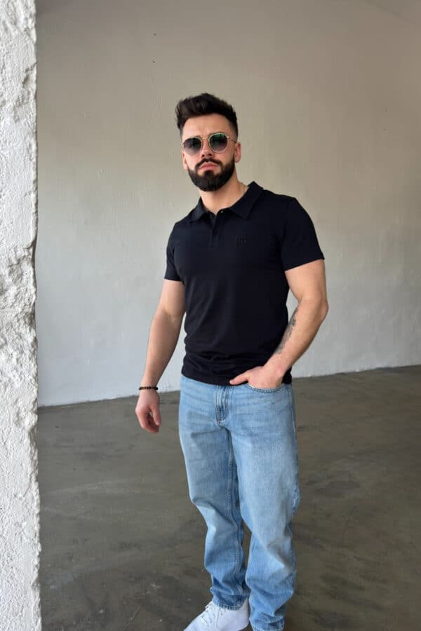 T-Shirt polo męski BG Polo | czarny T-Shirt polo męski BG Polo | czarny