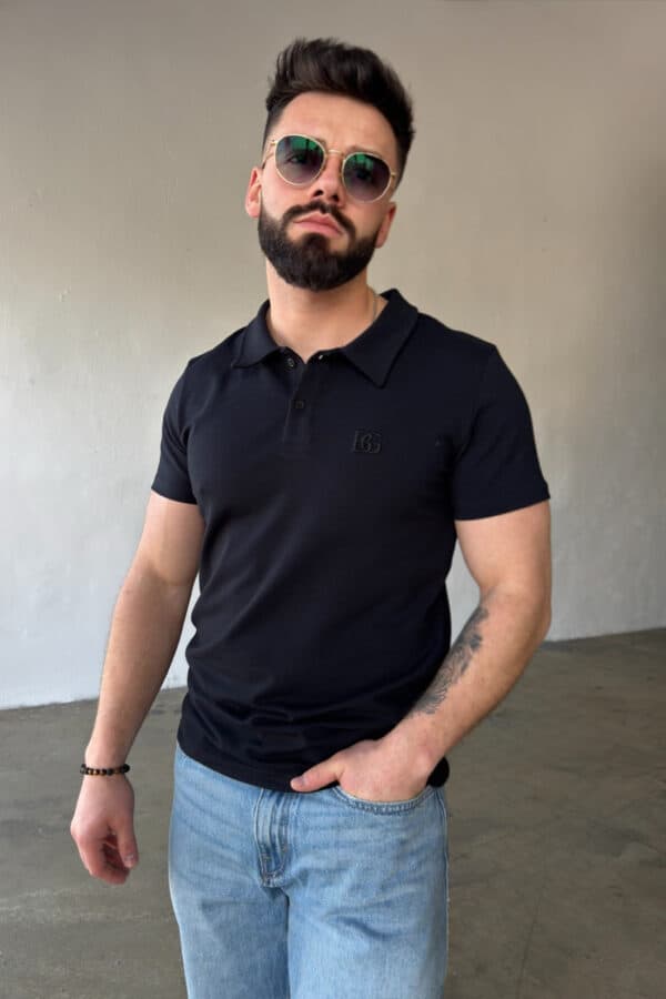 T-Shirt polo męski BG Polo | czarny T-Shirt polo męski BG Polo | czarny