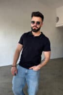 T-Shirt polo męski BG Polo | czarny T-Shirt polo męski BG Polo | czarny