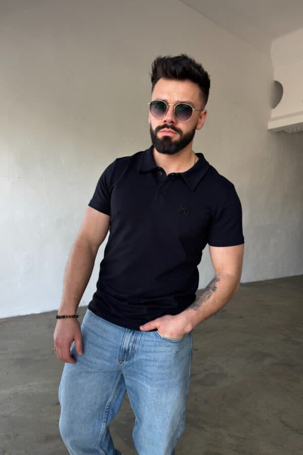 T-Shirt polo męski BG Polo | czarny T-Shirt polo męski BG Polo | czarny