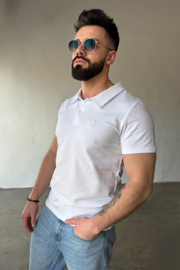 T-Shirt polo męski BG Polo | biały T-Shirt polo męski BG Polo | biały
