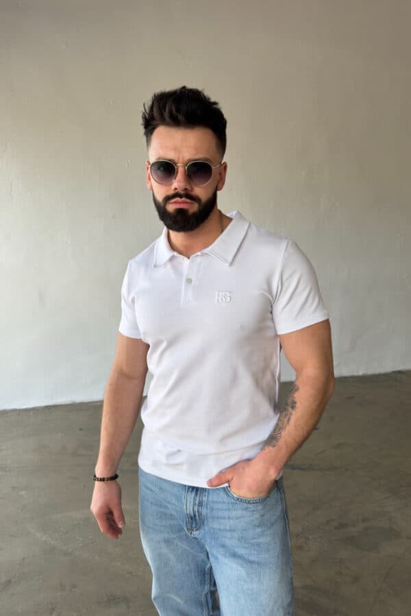 T-Shirt polo męski BG Polo | biały T-Shirt polo męski BG Polo | biały