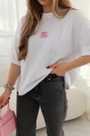 T-Shirt damski BG Ocean | biały-róż