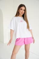 T-Shirt damski BG Ocean | biały-róż T-Shirt damski BG Ocean | biały-róż