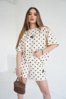 T-Shirt damski BG Dots | wanilia - czekolada kropki