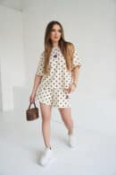 T-Shirt damski BG Dots | wanilia - czekolada kropki
