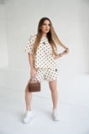 T-Shirt damski BG Dots | wanilia - czekolada kropki
