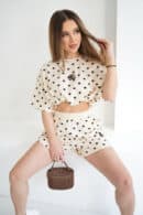 T-Shirt damski BG Dots | wanilia - czekolada kropki