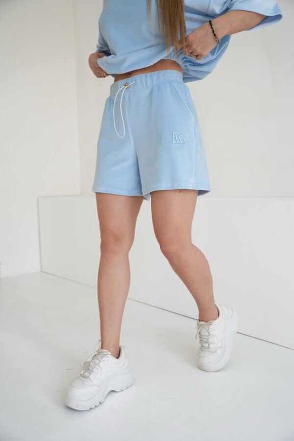 Szorty welurowe damskie BG Mave | błękit