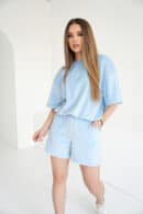 Szorty welurowe damskie BG Mave | błękit